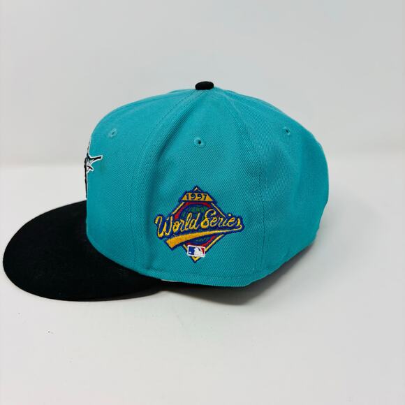 Florida Marlins Hat Cap Fitted Size 8 1997 World Series Side Patch Blue Wool MLB - Picture 3 of 8